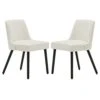 MINCETA Dining Chair,Morden Wood Leg Upholstered Kitchen Chair Set Of 2,PU In Cream White