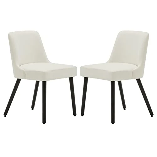 MINCETA Dining Chair,Morden Wood Leg Upholstered Kitchen Chair Set Of 2,PU In Cream White 3 MINCETA Dining Chair,Morden Wood Leg Upholstered Kitchen Chair Set Of 2,PU In Cream White