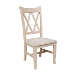 International Concepts Set Of Two Double X-Back Dining Chair, 19.9"W X 22"D X 41.3"H, Wood Unfinished -Home Table Chair Store 31w5Y9NkqIL