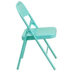 Flash Furniture 4 Pack HERCULES COLORBURST Series Tantalizing Teal Triple Braced & Double Hinged Metal Folding Chair -Home Table Chair Store 31xIuDX8DoL