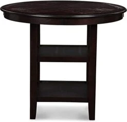 New Classic Furniture Gia 5-Piece Round Counter Height Dining Set With 1 Dining Table And 4 Chairs, 42-Inch, Ebony -Home Table Chair Store 31yLQCSgQqL