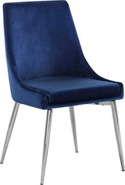 Meridian Furniture Karina Collection Modern | Contemporary Velvet Upholstered Dining Chair With Sturdy Metal Legs, Set Of 2, 19.5" W X 21.5" D X 33.5" H, Navy -Home Table Chair Store 31yU3U0JpgL
