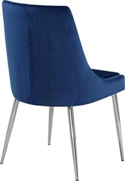 Meridian Furniture Karina Collection Modern | Contemporary Velvet Upholstered Dining Chair With Sturdy Metal Legs, Set Of 2, 19.5" W X 21.5" D X 33.5" H, Navy -Home Table Chair Store 31yxZOCEcYL