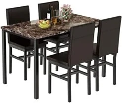 Tantohom Dining Table Set For 4, Compact Kitchen Table And Chairs For 4, 5 Pieces Faux Marble Dining Room Table Set With 4 Velvet Upholstery Chairs For Small Space, Living Room, Breakfast Nook, Gray 22 Tantohom Dining Table Set For 4, Compact Kitchen Table And Chairs For 4, 5 Pieces Faux Marble Dining Room Table Set With 4 Velvet Upholstery Chairs For Small Space, Living Room, Breakfast Nook, Gray -Home Table Chair Store 41 3Yws3jDL. AC