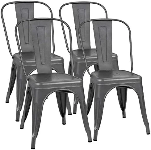 Flamaker Metal Dining Chairs Stackable Kitchen Dining Chairs Metal Chairs Bistro Cafe Side Chairs Height Restaurant Chairs Tolix Side Bar Chairs, Set Of 4 (Black) 9 Flamaker Metal Dining Chairs Stackable Kitchen Dining Chairs Metal Chairs Bistro Cafe Side Chairs Height Restaurant Chairs Tolix Side Bar Chairs, Set Of 4 (Black) - Image 7