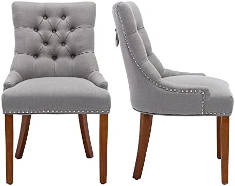 UDAX Upholstered Dining Chairs With Arms, Set Of 6, Dining Room Chairs With Solid Wood Legs And Tufted Backrest(Linen+Beige) 8 UDAX Upholstered Dining Chairs With Arms, Set Of 6, Dining Room Chairs With Solid Wood Legs And Tufted Backrest(Linen+Beige) - Image 6