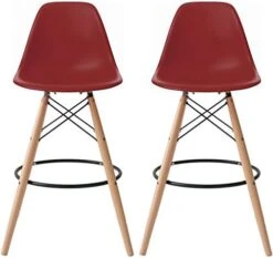 2xhome - Set Of Two (2) -Black- 25" Seat Height Molded Plastic Modern Counter Stools With Backs And Armless Natural Legs Wood Eiffel Legs Dowel-Leg 29 2xhome - Set Of Two (2) -Black- 25" Seat Height Molded Plastic Modern Counter Stools With Backs And Armless Natural Legs Wood Eiffel Legs Dowel-Leg -Home Table Chair Store 4104bgReAWL. AC