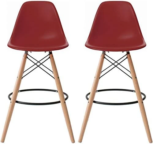 2xhome - Set Of Two (2) -Black- 25" Seat Height Molded Plastic Modern Counter Stools With Backs And Armless Natural Legs Wood Eiffel Legs Dowel-Leg 15 2xhome - Set Of Two (2) -Black- 25" Seat Height Molded Plastic Modern Counter Stools With Backs And Armless Natural Legs Wood Eiffel Legs Dowel-Leg - Image 13