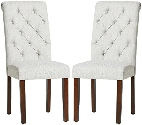 COLAMY Tufted Dining Chairs Set Of 2, Accent Parsons Diner Chairs Upholstered Fabric Dining Room Chairs Side Chair Stylish Kitchen Chairs With Solid Wood Legs And Padded Seat - Beige 13 COLAMY Tufted Dining Chairs Set Of 2, Accent Parsons Diner Chairs Upholstered Fabric Dining Room Chairs Side Chair Stylish Kitchen Chairs With Solid Wood Legs And Padded Seat - Beige - Image 11