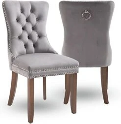 Set Of 2 Modern Upholstered Fabric Dining Chair With Nailhead Trim And Button Tufted Back (Blue) -Home Table Chair Store 4107SAxinRL. AC