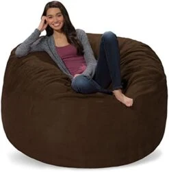 Comfy Sacks Memory Foam Bean Bag Chair, Charcoal Furry -Home Table Chair Store 410BW1s3ANL. AC