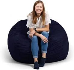 Big Joe Fuf Large Foam Filled Bean Bag Chair With Removable Cover, Black Lenox, 4ft Big 24 Big Joe Fuf Large Foam Filled Bean Bag Chair With Removable Cover, Black Lenox, 4ft Big -Home Table Chair Store 410DUO935JL. AC