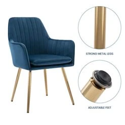DMF Modern Velvet Accent Chair Set Of 2 High Back Elegant Dinning Chairs With Arms In Living Guest Room (Blue Set Of 2) 11 DMF Modern Velvet Accent Chair Set Of 2 High Back Elegant Dinning Chairs With Arms In Living Guest Room (Blue Set Of 2) -Home Table Chair Store 410FLrHk3OL