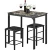 Payhere Modern Dining Kitchen Table -3 Piece Dining Set Faux Marble Rectangular Dining Table With Two Stools For Home Or Hotel Dining Room, Kitchen Or Bar Dark Brown 1 Payhere Modern Dining Kitchen Table -3 Piece Dining Set Faux Marble Rectangular Dining Table With Two Stools For Home Or Hotel Dining Room, Kitchen Or Bar Dark Brown -Home Table Chair Store 410PyBybvkL