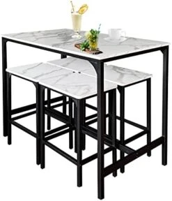 AT-VALY 5-Piece Bar Table Set With 4 Stools,Dining Room Table Set,Small Spaces (Gold & White) 8 AT-VALY 5-Piece Bar Table Set With 4 Stools,Dining Room Table Set,Small Spaces (Gold & White) -Home Table Chair Store 410xZOvmyPL. AC