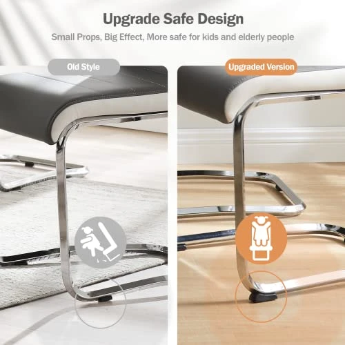 SICOTAS Dining Chairs Set Of 2 - Modern Kitchen Chairs Faux Leather, High Back Dining Room Chairs With Metal Base, Upholstered Dinner Chairs, 2 PCS Armless Side Chair For Dining Room And Kitchen, Grey 4 SICOTAS Dining Chairs Set Of 2 - Modern Kitchen Chairs Faux Leather, High Back Dining Room Chairs With Metal Base, Upholstered Dinner Chairs, 2 PCS Armless Side Chair For Dining Room And Kitchen, Grey - Image 3