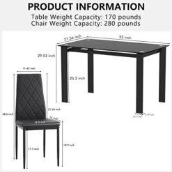 Recaceik 7 Pieces Modern Dining Table Set For 6, 52 Inch Glass Table And 6 PU Leather Kitchen Dining Room Chairs With Metal Frames, Dining Room Table And Chairs Set, Easy To Clean & Assemble -Home Table Chair Store 411W03d38gL