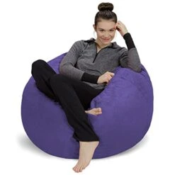 Sofa Sack - Plush, Ultra Soft Bean Bag Chair - Memory Foam Bean Bag Chair With Microsuede Cover - Stuffed Foam Filled Furniture And Accessories For Dorm Room - Purple 3'