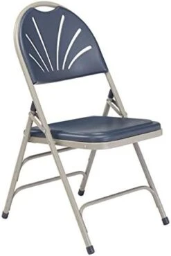 (4 Pack) NPS® 1100 Series Deluxe Fan Back With Triple Brace Double Hinge Folding Chair, Dark Blue -Home Table Chair Store 411pKbXLODL. AC