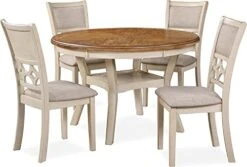 New Classic Furniture Mitchell 5-Piece Dining Set With 1 Table And 4 Chairs, Bisque/Brown -Home Table Chair Store 4122i89djmL