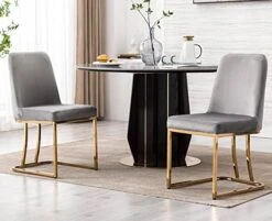 VESCASA Velvet Upholstered Dining Chairs With Back, Mid Century Modern Dining Chairs With Gold Metal Frame For Dining Room, Restaurant, Kitchen, Set Of 4, Grey 26 VESCASA Velvet Upholstered Dining Chairs With Back, Mid Century Modern Dining Chairs With Gold Metal Frame For Dining Room, Restaurant, Kitchen, Set Of 4, Grey -Home Table Chair Store 4128pcctQJL. AC