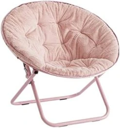 Urban Shop Faux Fur Saucer Chair With Metal Frame, One Size, Blush -Home Table Chair Store 412JfCEREgL. AC