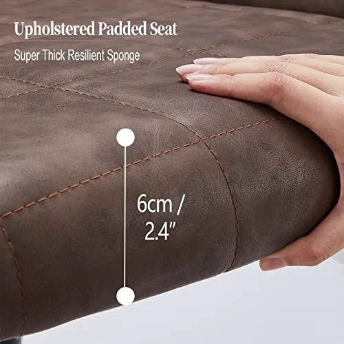 TUKAILAi Modern Dining Chairs Set Of 2, PU Leather Upholstered Accent Arm Chair With Padded Seat, Armrest & Backrest, Occasional Armchair For Leisure Lounge Guest Reception (Brown) 4 TUKAILAi Modern Dining Chairs Set Of 2, PU Leather Upholstered Accent Arm Chair With Padded Seat, Armrest & Backrest, Occasional Armchair For Leisure Lounge Guest Reception (Brown) - Image 2