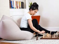 Yogibo Mini Bean Bag, Small Beanbag Chair For Kids, Teens And Adults, Great For Meditation And Sitting, Fibead Filling Conforms To Body, Washable, Removable Cover, Light Grey -Home Table Chair Store 413CCVdLYTL