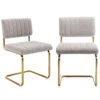 ONEVOG Mid Century Modern Dining Chairs, Boucle Dining Chair With Gold Metal Base, Upholstered Dining Chair, Armless Accent Chair Set Of 2 For Kitchen, Dining Room, Living Room, Khaki -Home Table Chair Store 413JIgp0PyL