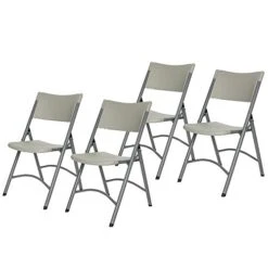 OEF Furnishings (4 Pack Heavy Duty Indoor/Outdoor Plastic Folding Chair, Light Grey