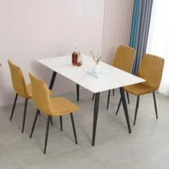 Adyoyi Modern Velvet Dining Chairs Set Of 4, Upholstered Velvet Dining Room Chairs Fabric Dining Chairs For Dinning Room Home Living Room Bedroom Kitchen, Orange -Home Table Chair Store 413l9eyIPZL. AC