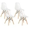 Giantex Set Of 4 Dining Chairs, Clear Dining Side Chairs W/Beech Wood Legs, Shell Designer Pre Assembled Modern Mid Century Transparent Dining DSW Chairs, Plastic Kitchen Chair