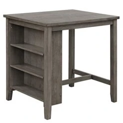 Bellemave 3 Piece Dining Table Set Counter Height Table Chair Set With 1 Table, 2 Padded Stools, Storage Shelf For Kitchen, Dining Room, Gray -Home Table Chair Store 4140jZfHxcL