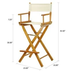 Casual Home 30" Director's Chair Honey Oak Frame-with Wheat Canvas, Bar Height -Home Table Chair Store 41425l0BvrL