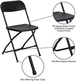 AJP Distributors 10 Pack 650 Lb. Capacity Premium Plastic Folding Chairs Wedding Party Outdoor Indoor Office Meeting House Dinner Diner Black -Home Table Chair Store 414C6ymaI9L