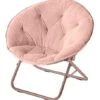 Urban Shop Faux Fur Saucer Chair With Metal Frame, One Size, Blush