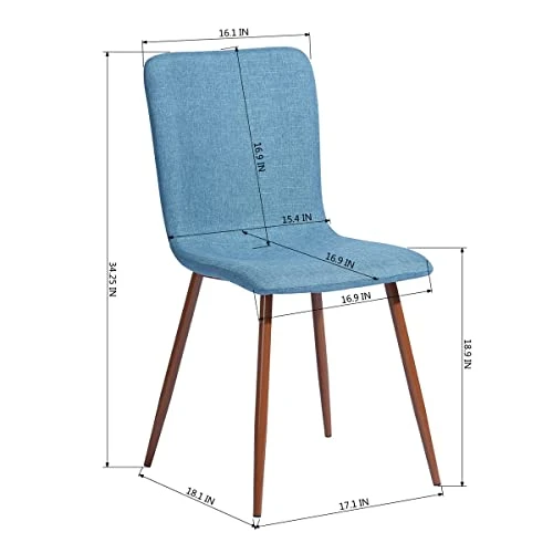 Dining Chairs Set Of 4 Dining Room Chairs Kitchen Chairs With Fabric Cushion Seat Back Outdoor Farmhouse Modern Upholstered Chair With Metal Legs, Create A Sweet And Cozy Eating Time With Family, Blue 5 Dining Chairs Set Of 4 Dining Room Chairs Kitchen Chairs With Fabric Cushion Seat Back Outdoor Farmhouse Modern Upholstered Chair With Metal Legs, Create A Sweet And Cozy Eating Time With Family, Blue - Image 3