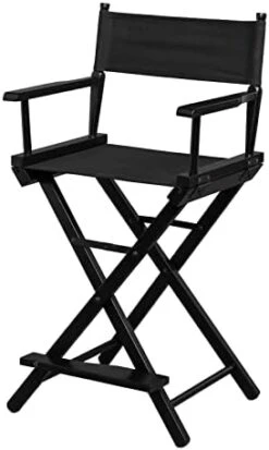 OmySalon Upgraded 24" Height Tall Director Chair Folding Artist Makeup With Replacement Cover Canvas, Storage Side Bags, Portable Footrest, Support 250 Lbs,Solid Hardwood & Polyester Black -Home Table Chair Store 414pBKouUEL. AC