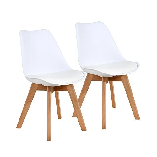 NOB Mid Century Modern Kitchen And Dining Room Chair,Set Of 2(White) 5 NOB Mid Century Modern Kitchen And Dining Room Chair,Set Of 2(White) - Image 3