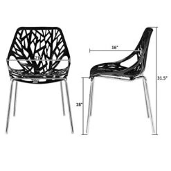 Bonnlo Modern Black Dining Chairs Set Of 6,Plastic Saping Birch Chairs,Stackable Dining Chairs Set For Living Room/Kitchen/Office (6, Black) 12 Bonnlo Modern Black Dining Chairs Set Of 6,Plastic Saping Birch Chairs,Stackable Dining Chairs Set For Living Room/Kitchen/Office (6, Black) -Home Table Chair Store 414wBhFjJFL