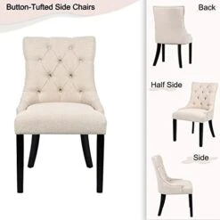 Seasonfall Dining Room Chairs Set Of 6 Button Tufted Parsons Accent Armless Modern 6 Pack HG3294-List HG3294-List -Home Table Chair Store 414yKGLAM6L