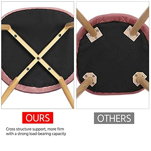 Yaheetech Dining Chairs Living Room Chair Velvet Kitchen Chairs With Soft Seat/Backrest/Wooden Style/Metal Legs For Kitchen Dining Room Restaurant Cafe Set Of 4, Pink 7 Yaheetech Dining Chairs Living Room Chair Velvet Kitchen Chairs With Soft Seat/Backrest/Wooden Style/Metal Legs For Kitchen Dining Room Restaurant Cafe Set Of 4, Pink - Image 5