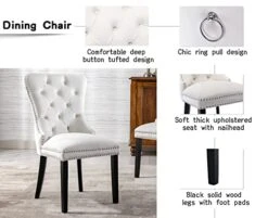 Chairus Dining Chairs Set Of 2 With Tufted High Back, Velvet Upholstered Dining Room Chairs Modern Elegant Nailhead Trim Ring Pull - Ivory 2PCS 20 Chairus Dining Chairs Set Of 2 With Tufted High Back, Velvet Upholstered Dining Room Chairs Modern Elegant Nailhead Trim Ring Pull - Ivory 2PCS -Home Table Chair Store 415KGNbAzZL