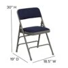 EMMA + OLIVER Metal Folding Chairs - Padded Seats | Set Of 4 Navy & Gray Metal Folding Chairs