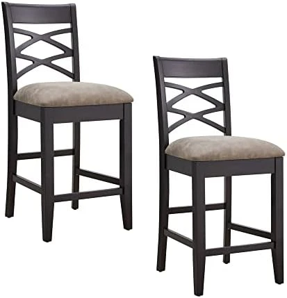 Leick Home 10184-GSMH Wood Double Cross Back Dining Chair, Set Of 2, Graystone With Moss Heather Seat 9 Leick Home 10184-GSMH Wood Double Cross Back Dining Chair, Set Of 2, Graystone With Moss Heather Seat - Image 7