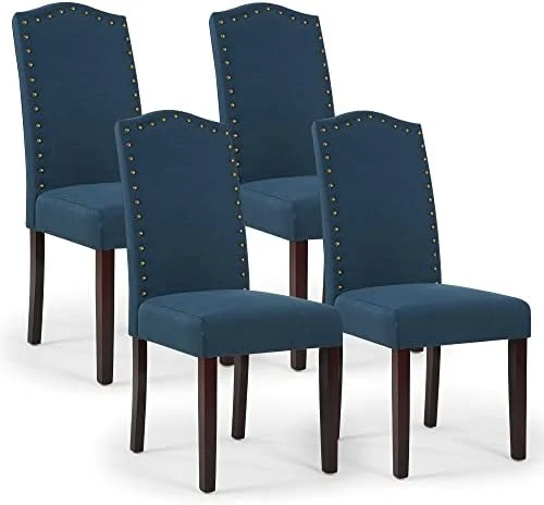 LSSPAID Dining Chairs Set Of 4, High Back Fabric Upholstered Parsons Dining Room Chairs, Nail Head Trim Dining Chair, Turquoise 9 LSSPAID Dining Chairs Set Of 4, High Back Fabric Upholstered Parsons Dining Room Chairs, Nail Head Trim Dining Chair, Turquoise - Image 7