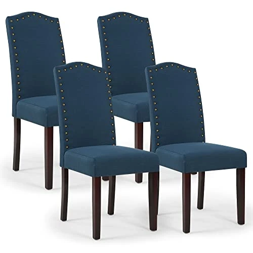 LSSPAID Dining Chairs Set Of 4, High Back Fabric Upholstered Parsons Dining Room Chairs, Nail Head Trim Dining Chair, Turquoise 3 LSSPAID Dining Chairs Set Of 4, High Back Fabric Upholstered Parsons Dining Room Chairs, Nail Head Trim Dining Chair, Turquoise