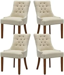 UDAX Upholstered Dining Chairs With Arms, Set Of 6, Dining Room Chairs With Solid Wood Legs And Tufted Backrest(Linen+Beige) 22 UDAX Upholstered Dining Chairs With Arms, Set Of 6, Dining Room Chairs With Solid Wood Legs And Tufted Backrest(Linen+Beige) -Home Table Chair Store 416AsT8Yx1L. AC