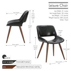 Porthos Home Shane Armless Dining Chair, Water And Stain Resistant PU Leather Upholstery, Metal Legs With Wood Finish 12 Porthos Home Shane Armless Dining Chair, Water And Stain Resistant PU Leather Upholstery, Metal Legs With Wood Finish -Home Table Chair Store 416Ke0WoMPL