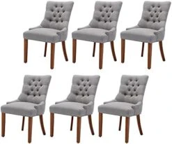UDAX Upholstered Dining Chairs With Arms, Set Of 6, Dining Room Chairs With Solid Wood Legs And Tufted Backrest(Linen+Beige) 19 UDAX Upholstered Dining Chairs With Arms, Set Of 6, Dining Room Chairs With Solid Wood Legs And Tufted Backrest(Linen+Beige) -Home Table Chair Store 416O9KBUCCL. AC